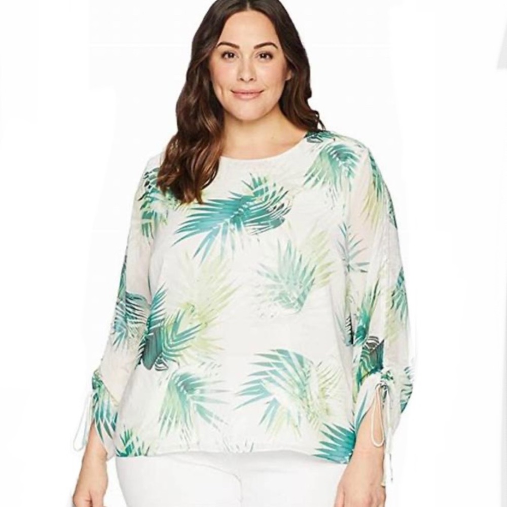 Vince Camuto Rouched Chiffon Palm Blouse